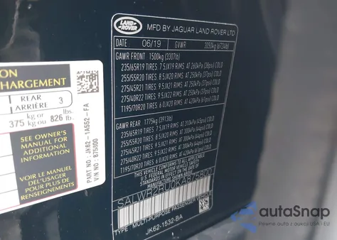 2019 Land Rover Range Rover Sport Hse Mhev z USA, uszkodzony, nr VIN SALWR2RU0KA875800